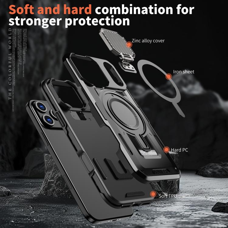 For iPhone 17 Pro Max Shield Frame Holder MagSafe Phone Case