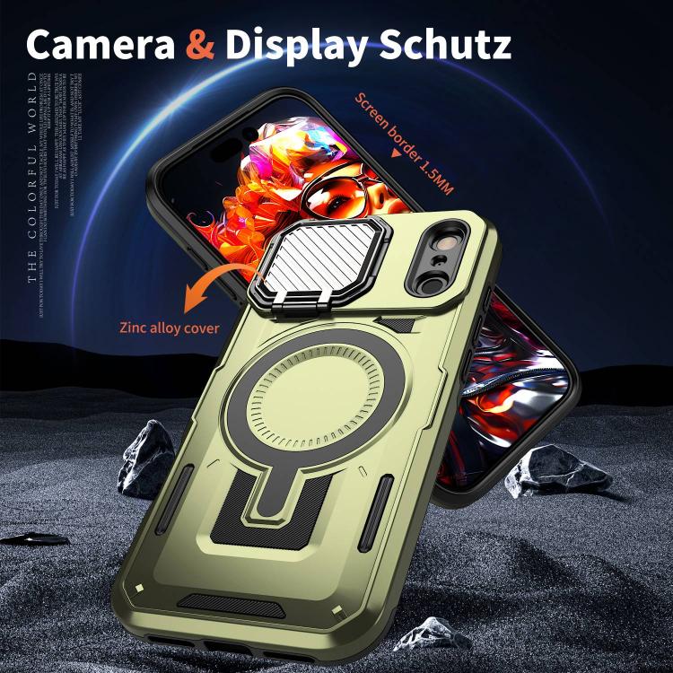 For iPhone 17 Pro Shield Frame Holder MagSafe Phone Case