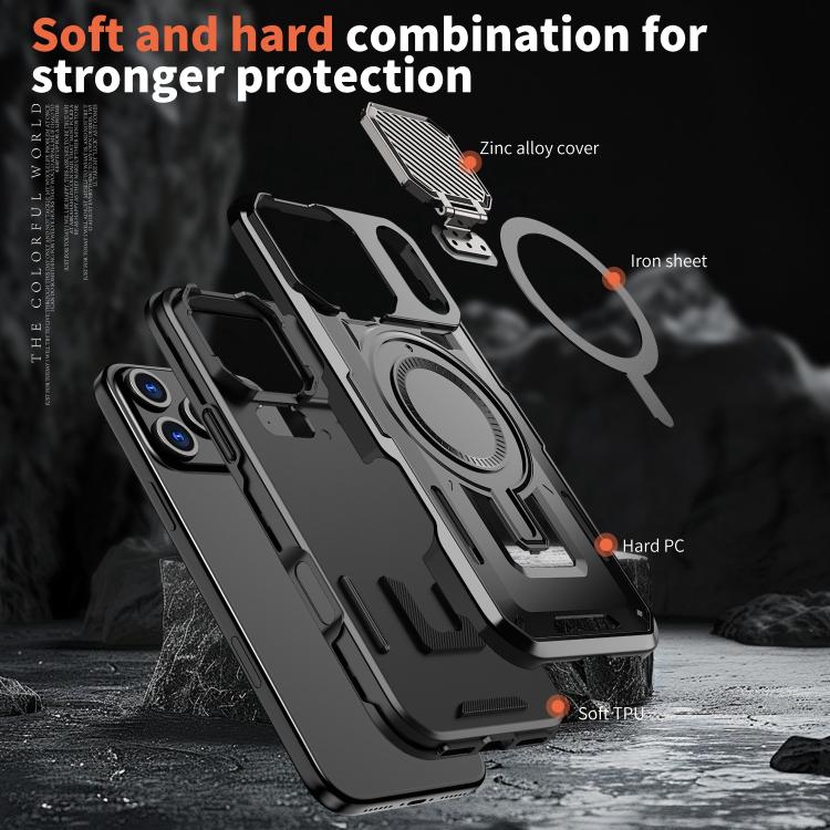 For iPhone 17 Pro Shield Frame Holder MagSafe Phone Case