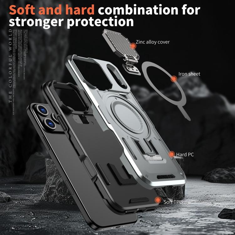 For iPhone 17 Pro Shield Frame Holder MagSafe Phone Case