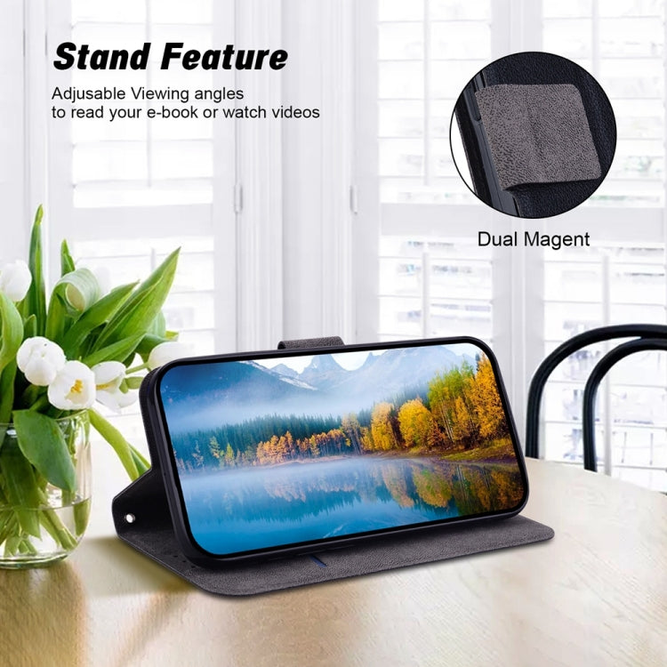 For iPhone 14 Ultra-thin Voltage Magnetic Buckle Leather Phone Case
