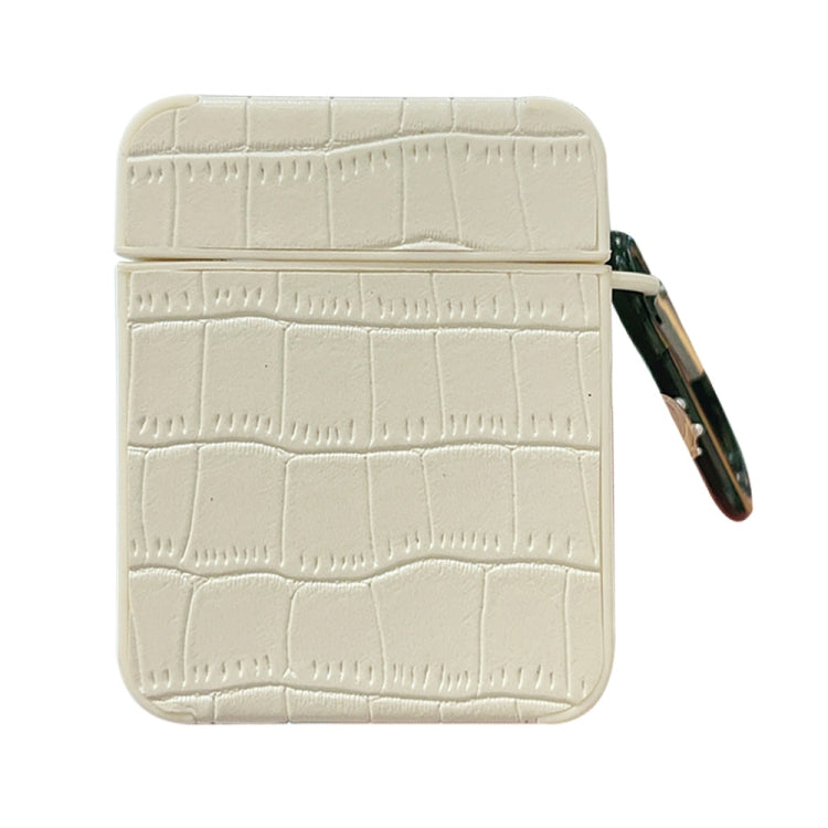 For AirPods 1 / 2 Crocodile Pattern Square Leather Earphone Case