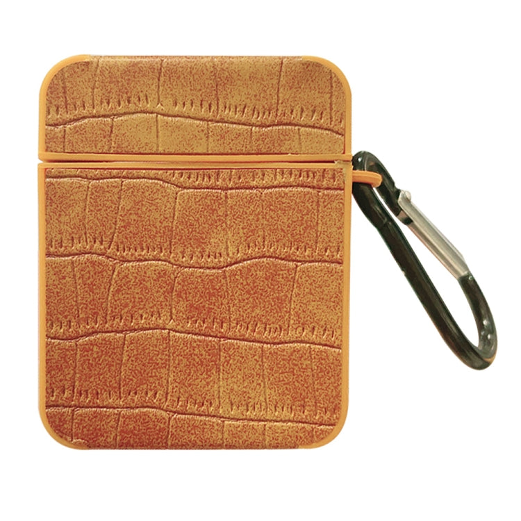 For AirPods 1 / 2 Crocodile Pattern Square Leather Earphone Case