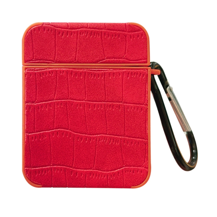 For AirPods 1 / 2 Crocodile Pattern Square Leather Earphone Case