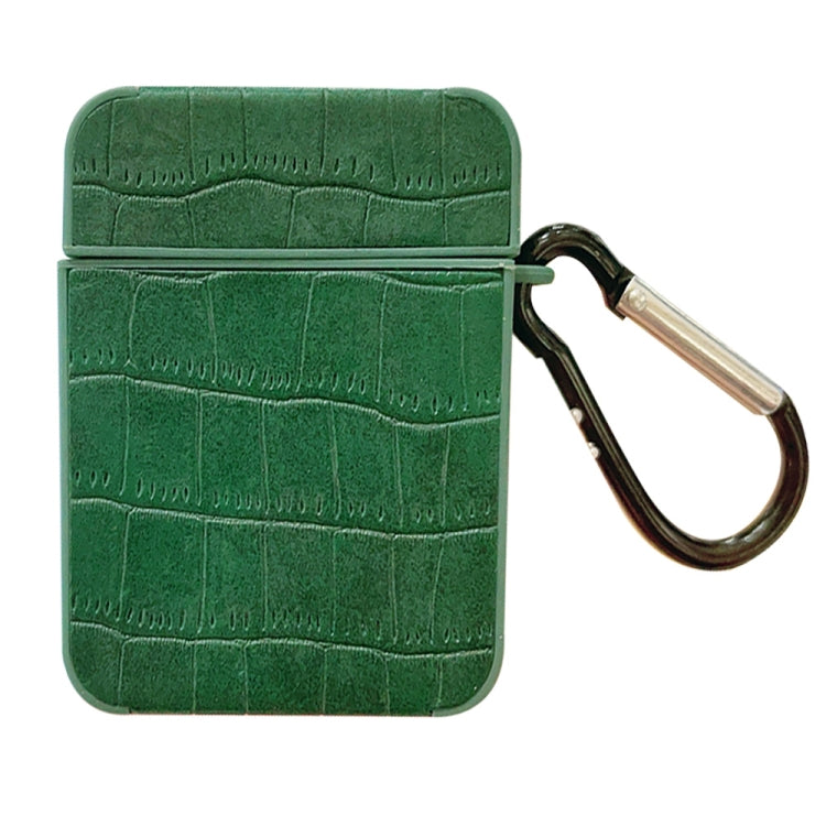 For AirPods 1 / 2 Crocodile Pattern Square Leather Earphone Case