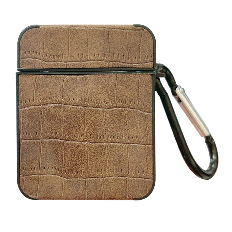 For AirPods 1 / 2 Crocodile Pattern Square Leather Earphone Case