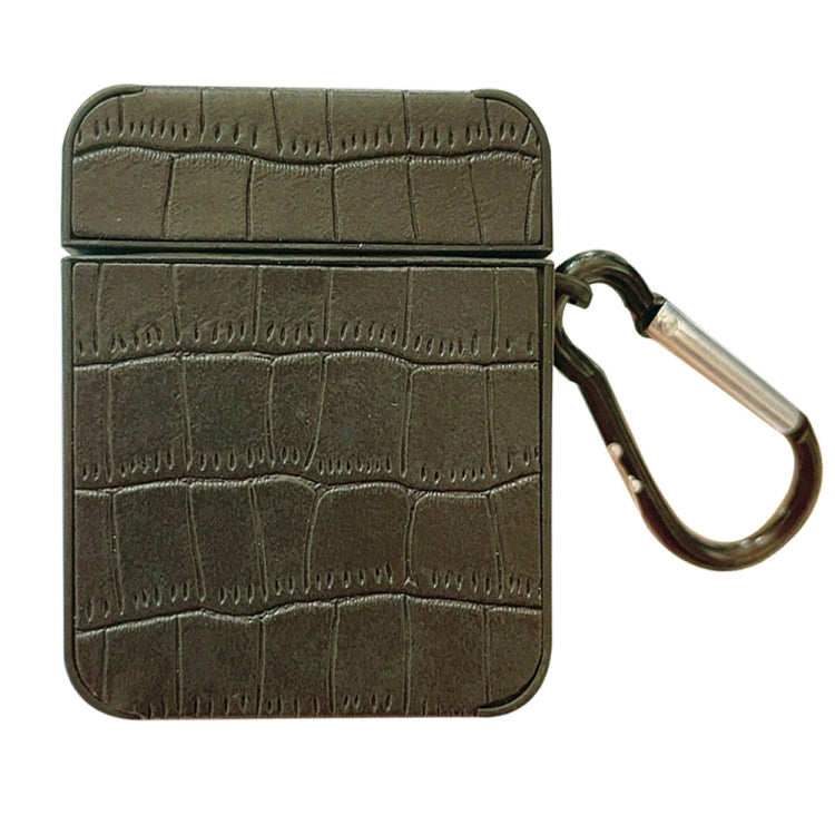 For AirPods 1 / 2 Crocodile Pattern Square Leather Earphone Case