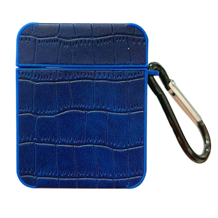 For AirPods 1 / 2 Crocodile Pattern Square Leather Earphone Case