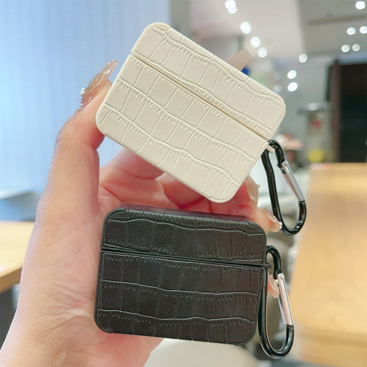 For AirPods 1 / 2 Crocodile Pattern Square Leather Earphone Case