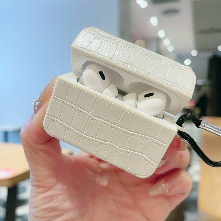 For AirPods 1 / 2 Crocodile Pattern Square Leather Earphone Case