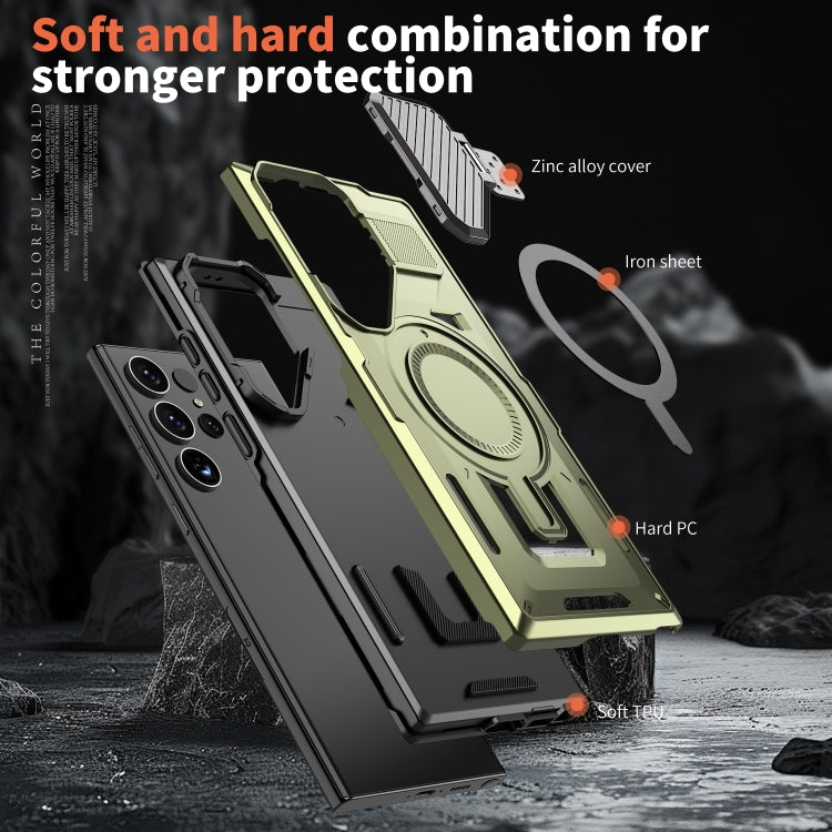 For Samsung Galaxy S23 Ultra 5G Shield Frame Holder MagSafe Phone Case