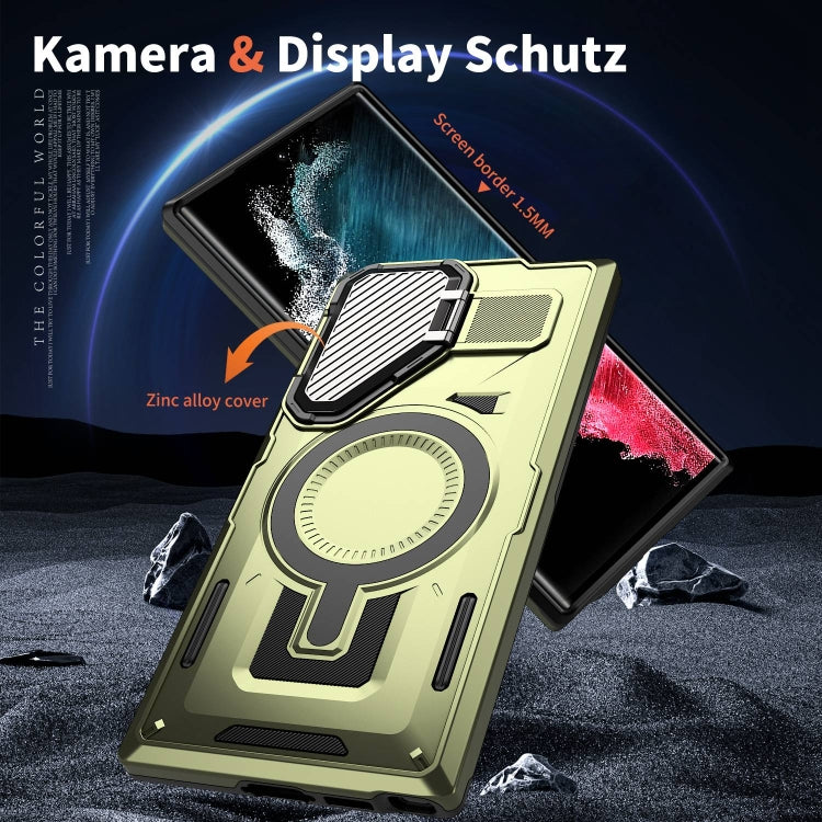For Samsung Galaxy S22 Ultra 5G Shield Frame Holder MagSafe Phone Case