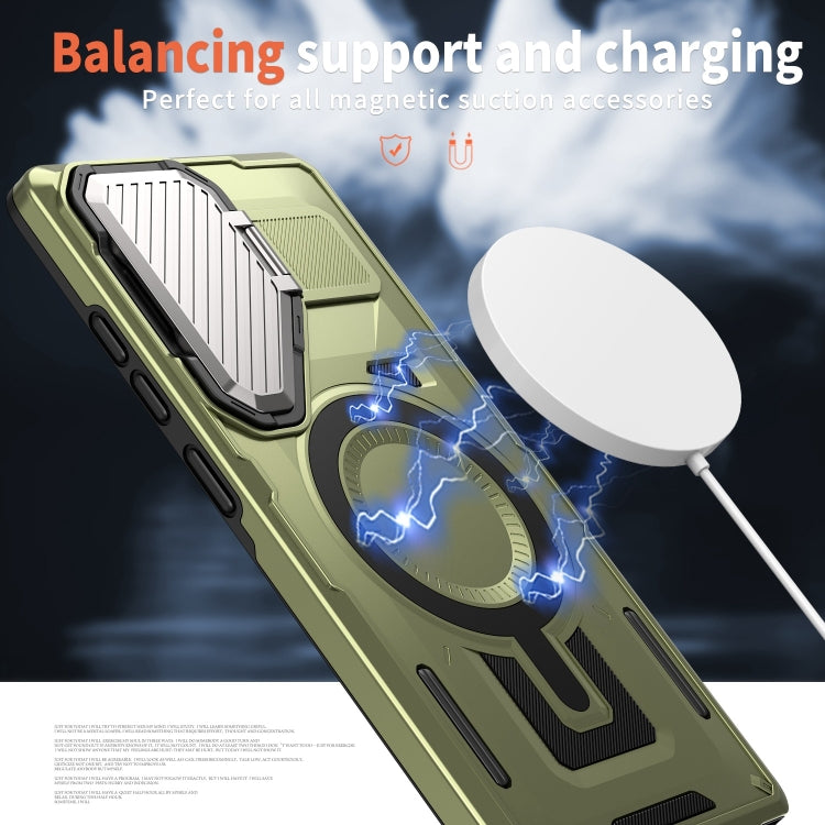 For Samsung Galaxy S25 Ultra 5G Shield Frame Holder MagSafe Phone Case