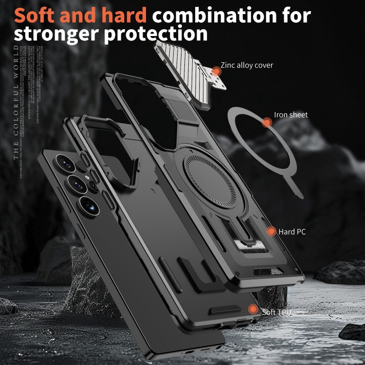 For Samsung Galaxy S25 Ultra 5G Shield Frame Holder MagSafe Phone Case