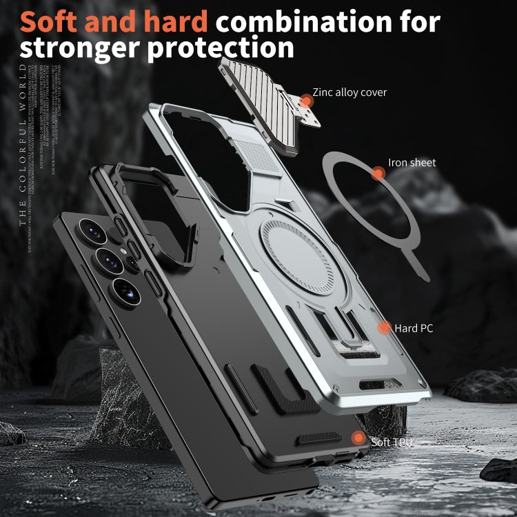 For Samsung Galaxy S25 Ultra 5G Shield Frame Holder MagSafe Phone Case