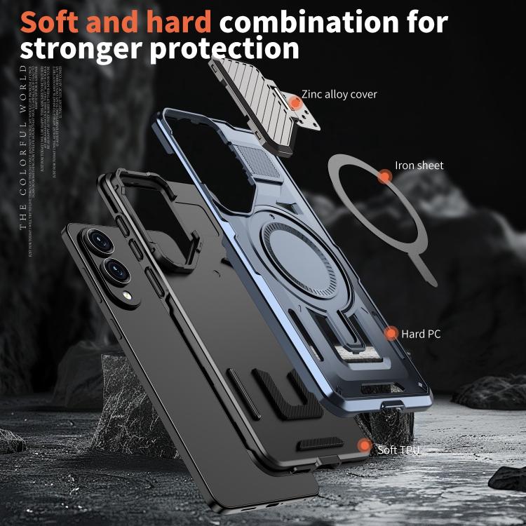 For Samsung Galaxy S25 Edge 5G Shield Frame Holder MagSafe Phone Case