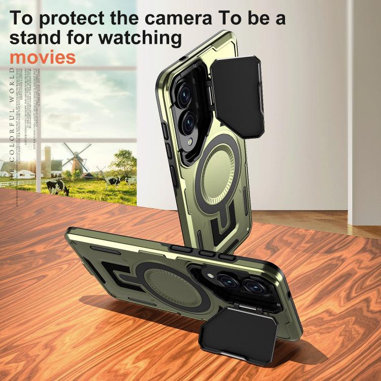 For Samsung Galaxy S25 Edge 5G Shield Frame Holder MagSafe Phone Case
