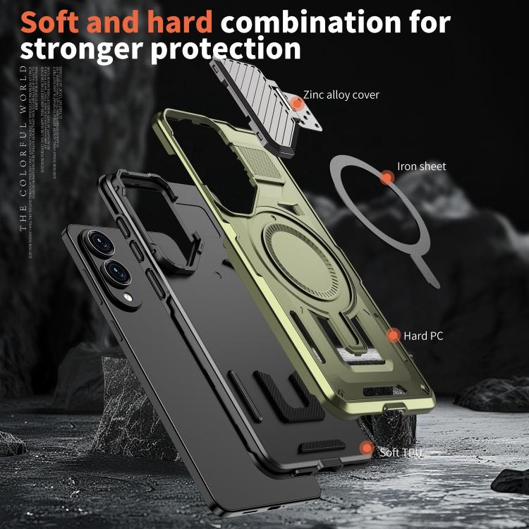 For Samsung Galaxy S25 Edge 5G Shield Frame Holder MagSafe Phone Case