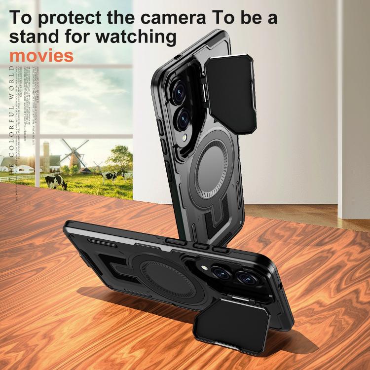 For Samsung Galaxy S25 Edge 5G Shield Frame Holder MagSafe Phone Case
