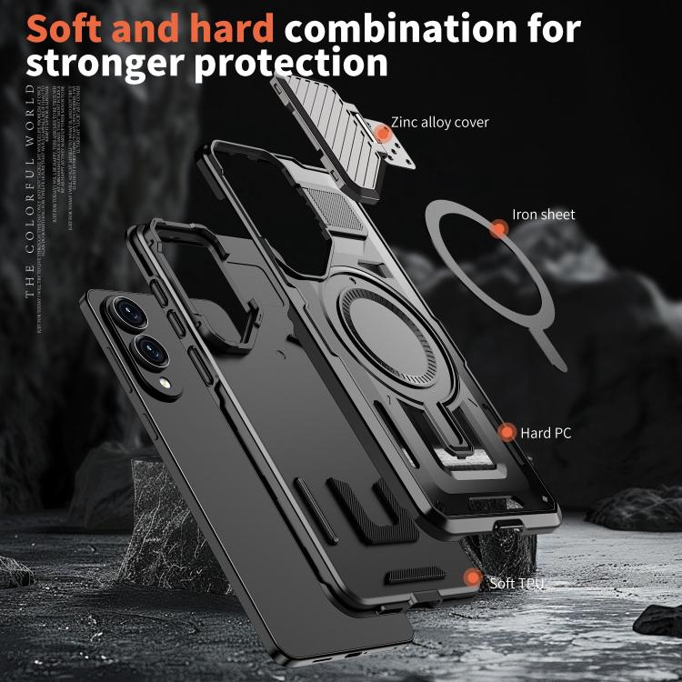 For Samsung Galaxy S25 Edge 5G Shield Frame Holder MagSafe Phone Case