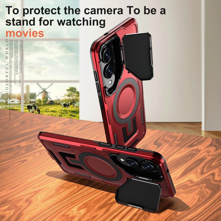 For Samsung Galaxy S25 Edge 5G Shield Frame Holder MagSafe Phone Case
