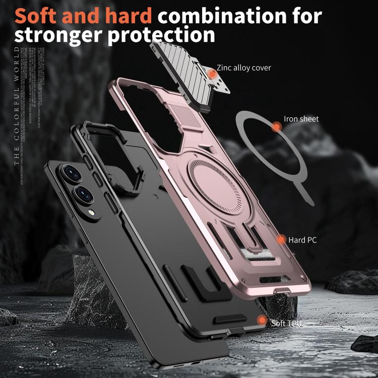 For Samsung Galaxy S25 Edge 5G Shield Frame Holder MagSafe Phone Case