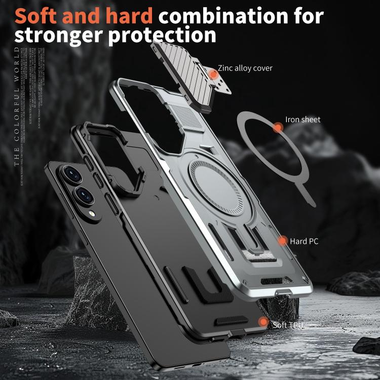 For Samsung Galaxy S25 Edge 5G Shield Frame Holder MagSafe Phone Case