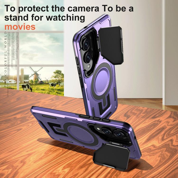For Samsung Galaxy S25 Edge 5G Shield Frame Holder MagSafe Phone Case