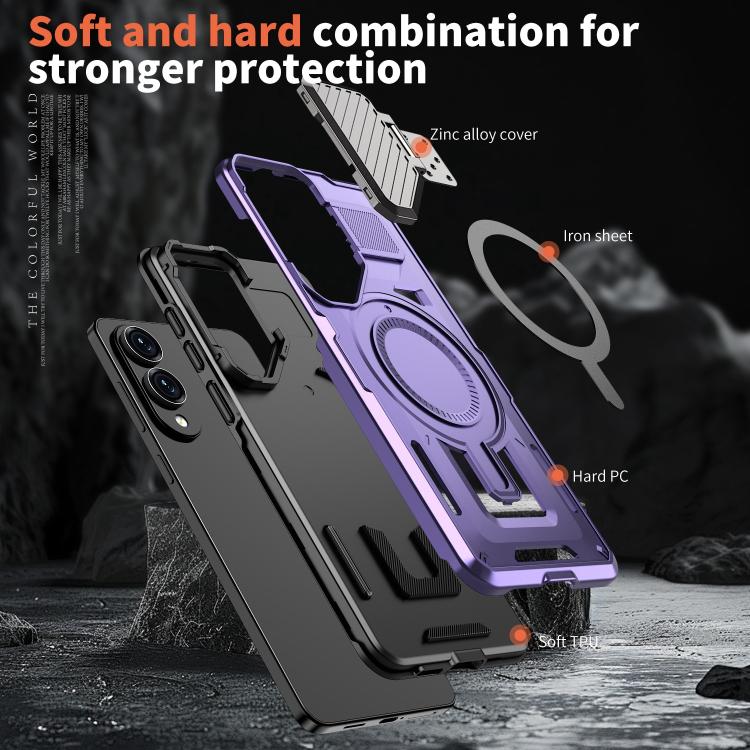 For Samsung Galaxy S25 Edge 5G Shield Frame Holder MagSafe Phone Case