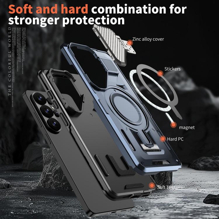 For Samsung Galaxy S26 Ultra 5G Shield Frame Holder MagSafe Phone Case