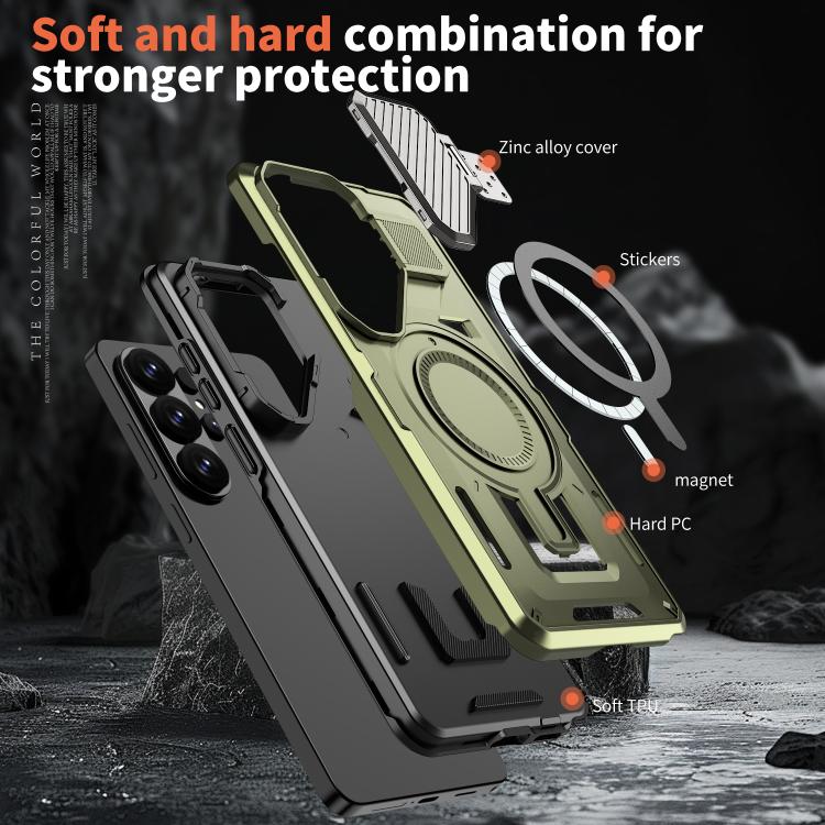 For Samsung Galaxy S26 Ultra 5G Shield Frame Holder MagSafe Phone Case
