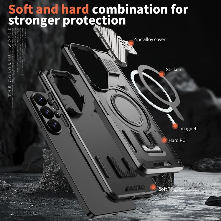 For Samsung Galaxy S26 Ultra 5G Shield Frame Holder MagSafe Phone Case