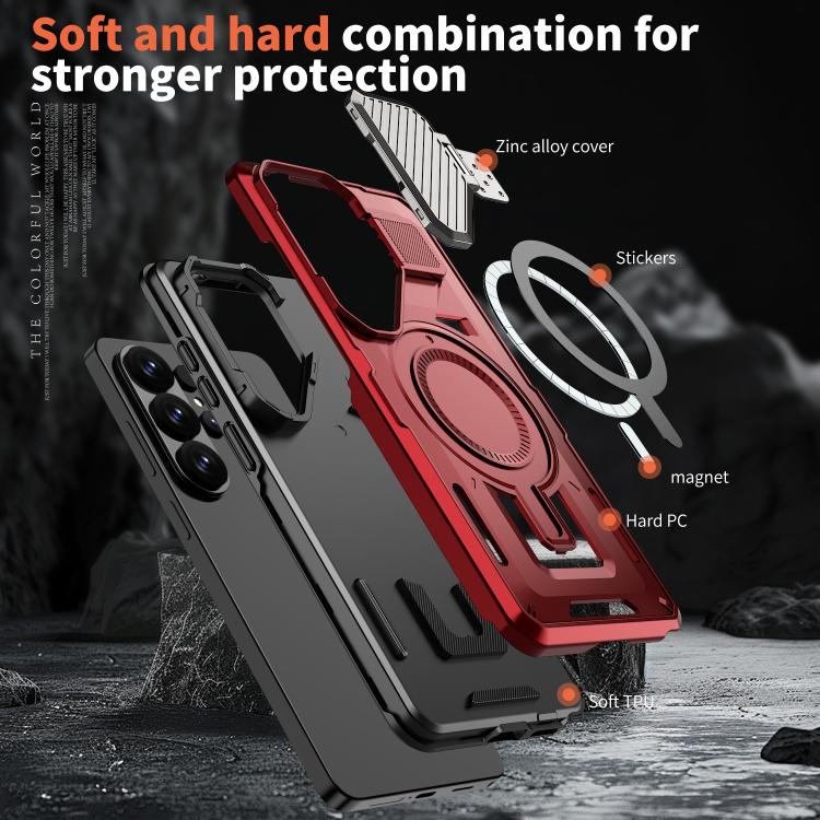 For Samsung Galaxy S26 Ultra 5G Shield Frame Holder MagSafe Phone Case