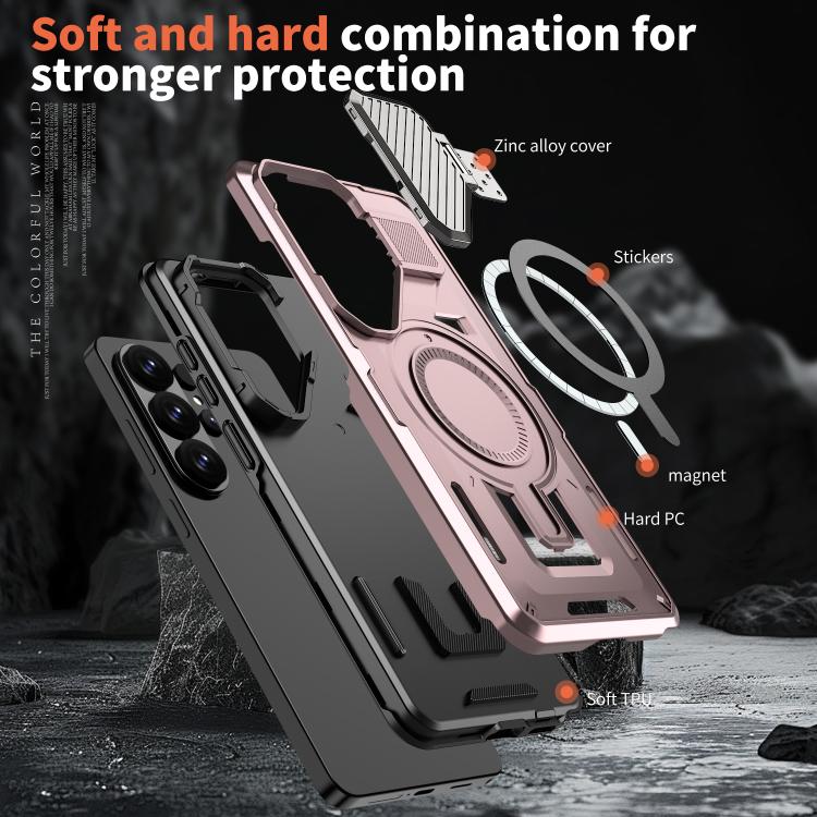 For Samsung Galaxy S26 Ultra 5G Shield Frame Holder MagSafe Phone Case