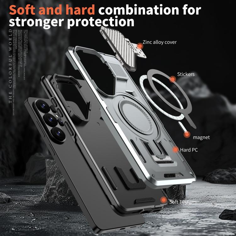 For Samsung Galaxy S26 Ultra 5G Shield Frame Holder MagSafe Phone Case