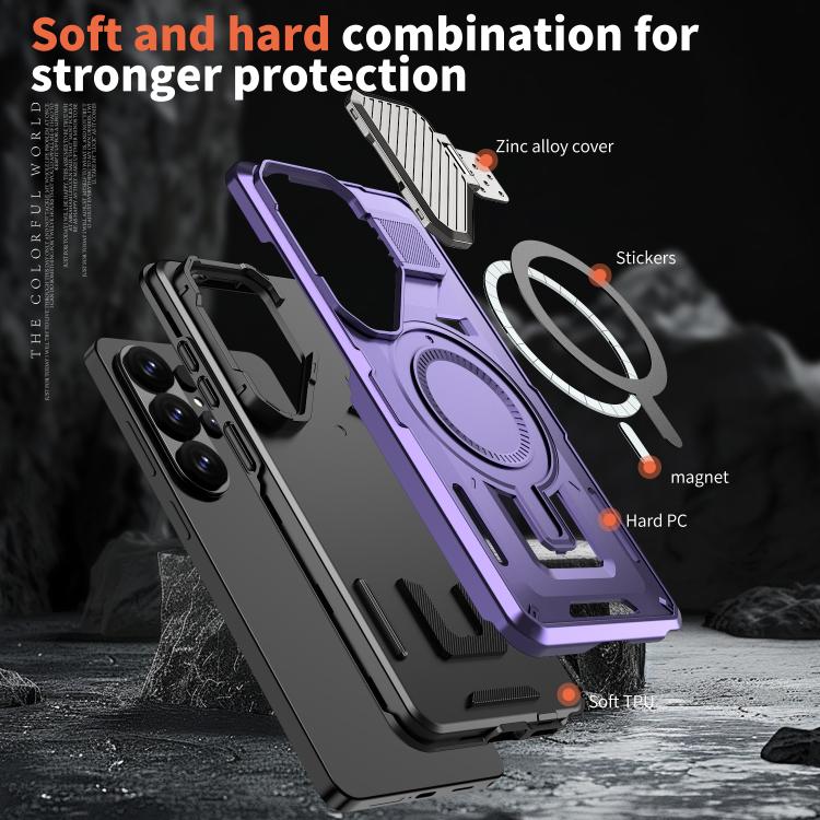 For Samsung Galaxy S26 Ultra 5G Shield Frame Holder MagSafe Phone Case