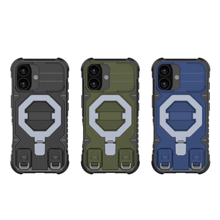 For iPhone 17 Camera Shield Armor MagSafe Holder Phone Case with Strap
