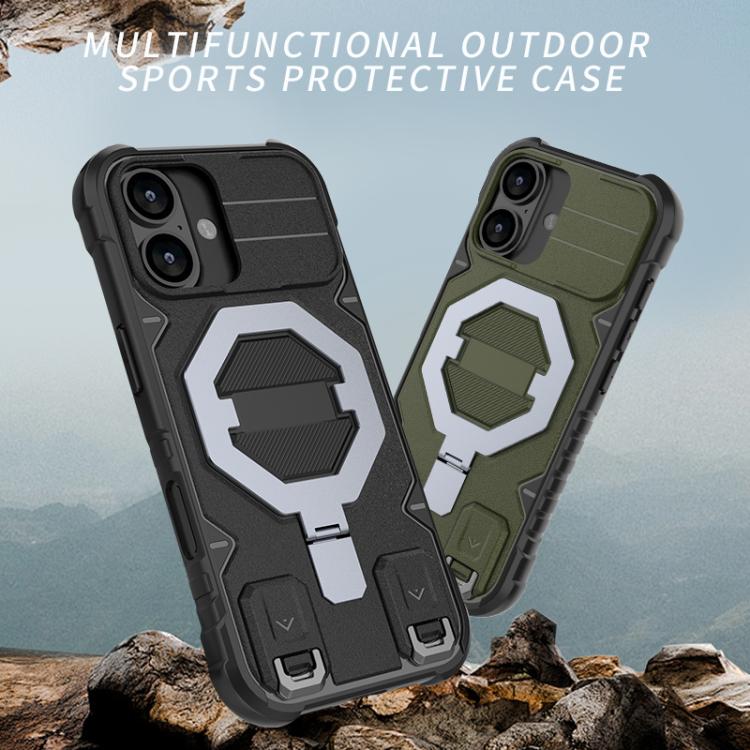 For iPhone 17 Camera Shield Armor MagSafe Holder Phone Case with Strap