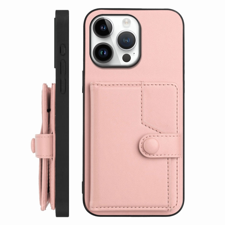 For iPhone 16 Pro Max Button Card Bag RFID Anti-theft Phone Case