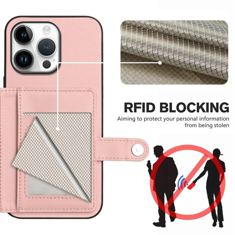 For iPhone 16 Pro Max Button Card Bag RFID Anti-theft Phone Case