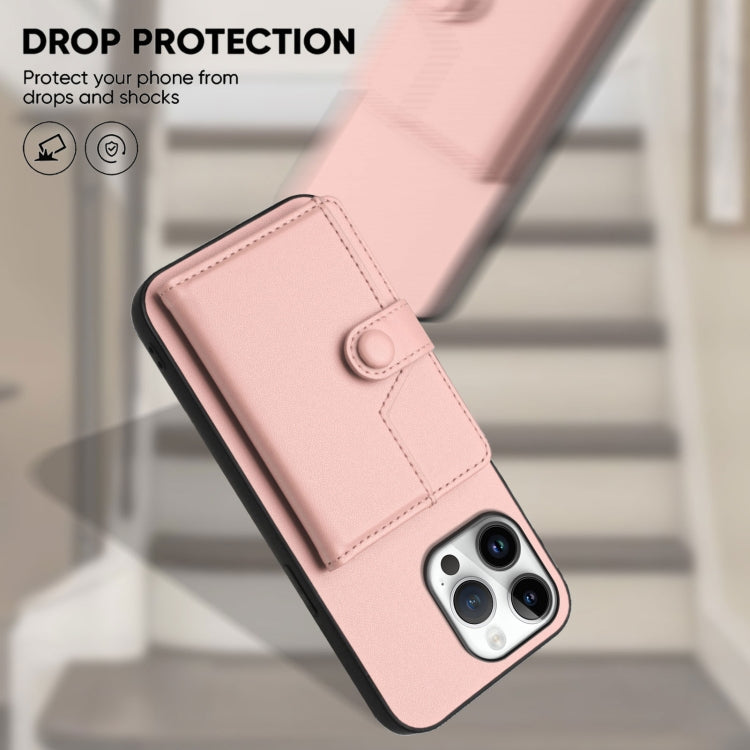 For iPhone 16 Pro Max Button Card Bag RFID Anti-theft Phone Case