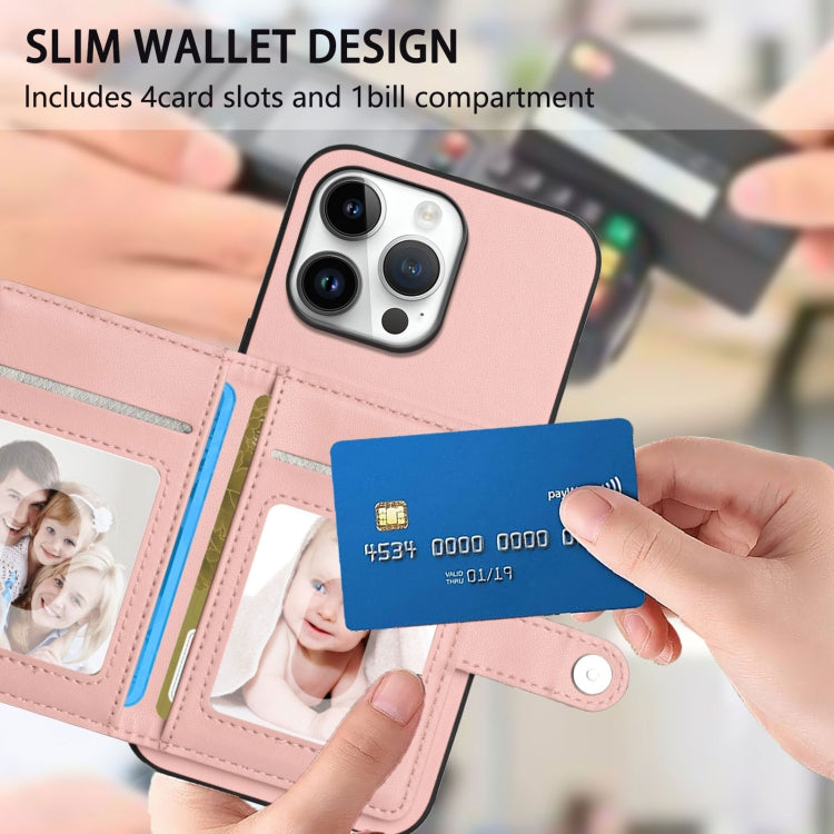 For iPhone 16 Pro Max Button Card Bag RFID Anti-theft Phone Case