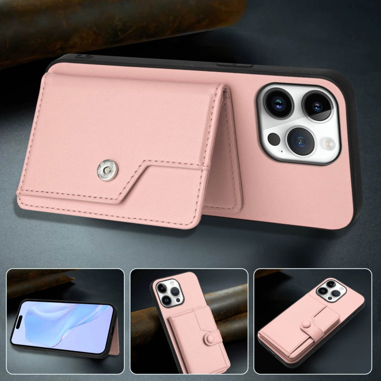 For iPhone 16 Pro Max Button Card Bag RFID Anti-theft Phone Case