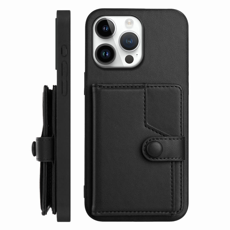 For iPhone 16 Pro Max Button Card Bag RFID Anti-theft Phone Case