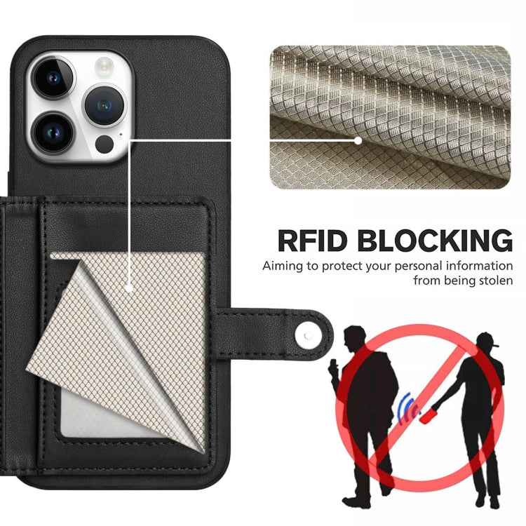 For iPhone 16 Pro Max Button Card Bag RFID Anti-theft Phone Case