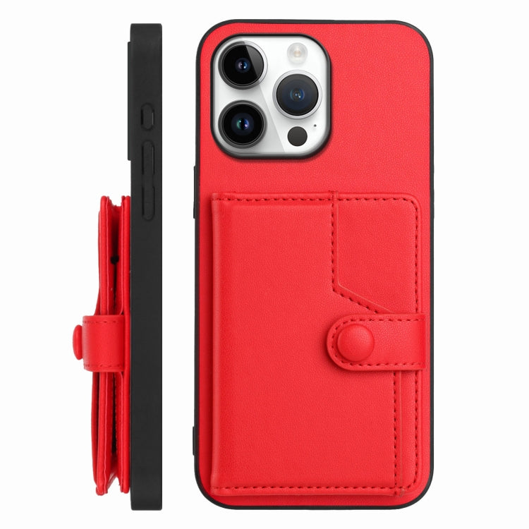 For iPhone 16 Pro Max Button Card Bag RFID Anti-theft Phone Case