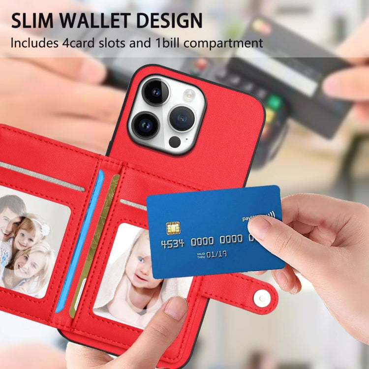For iPhone 16 Pro Max Button Card Bag RFID Anti-theft Phone Case
