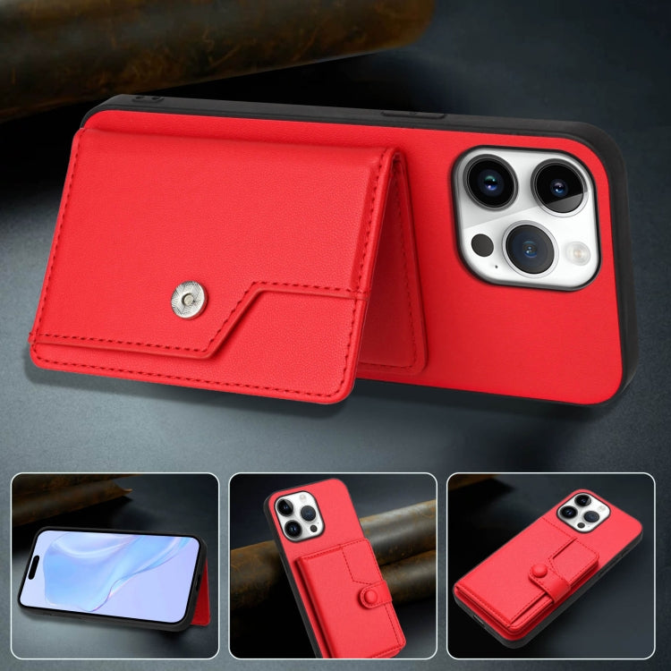 For iPhone 16 Pro Max Button Card Bag RFID Anti-theft Phone Case