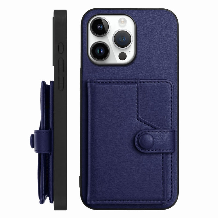 For iPhone 16 Pro Max Button Card Bag RFID Anti-theft Phone Case