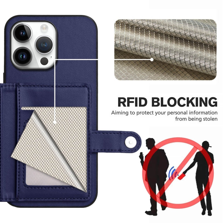 For iPhone 16 Pro Max Button Card Bag RFID Anti-theft Phone Case